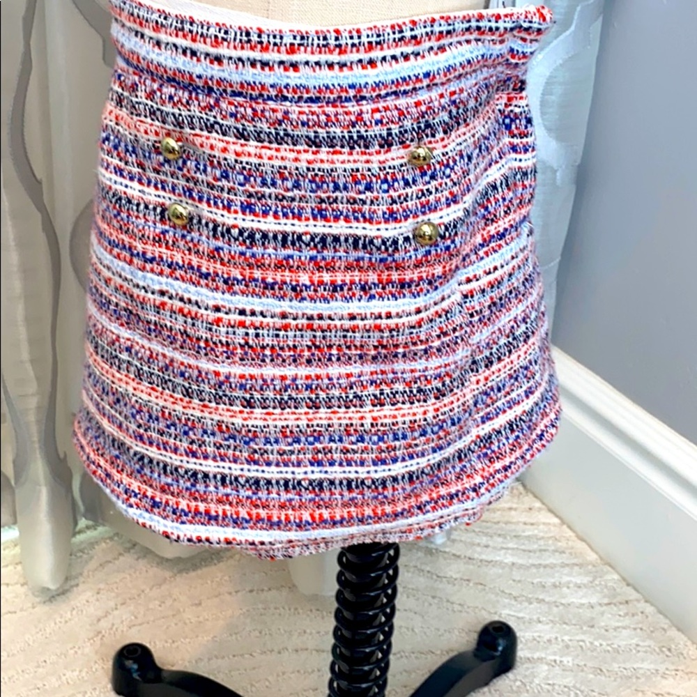 Winter tweed skirt with gold button detail
